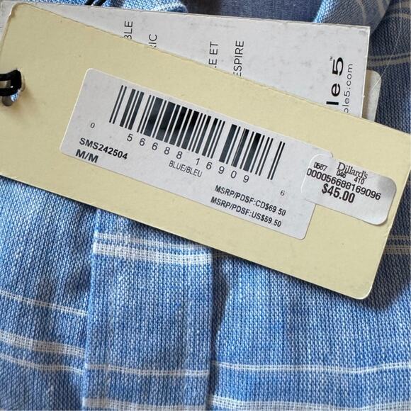 Silver Jeans Co Linen Blend Short Sleeve Button Up Shirt Minimalist Coastal - Picture 4 of 9